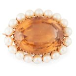 A Scottish pearl and citrine set brooch