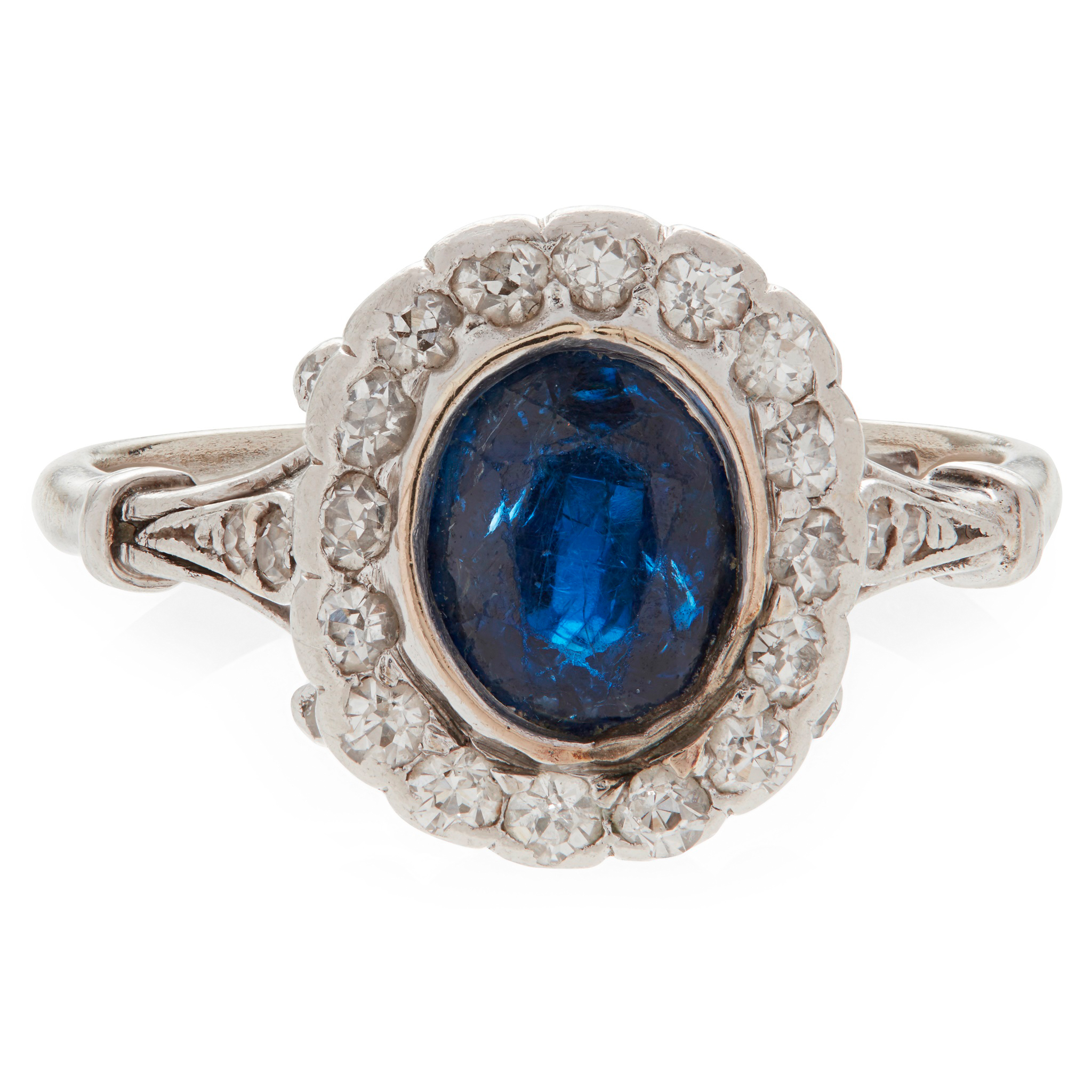 A sapphire and diamond set cluster ring