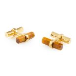 A pair of tiger's eye set cufflinks