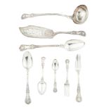 A Victorian matched suite of King's pattern double struck flatware