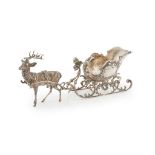 A Continental novelty sleigh with reindeer