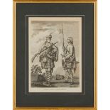 Two framed 18th century engravings of Highland soldier