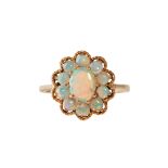 An opal set cluster ring