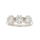 A three stone diamond set ring