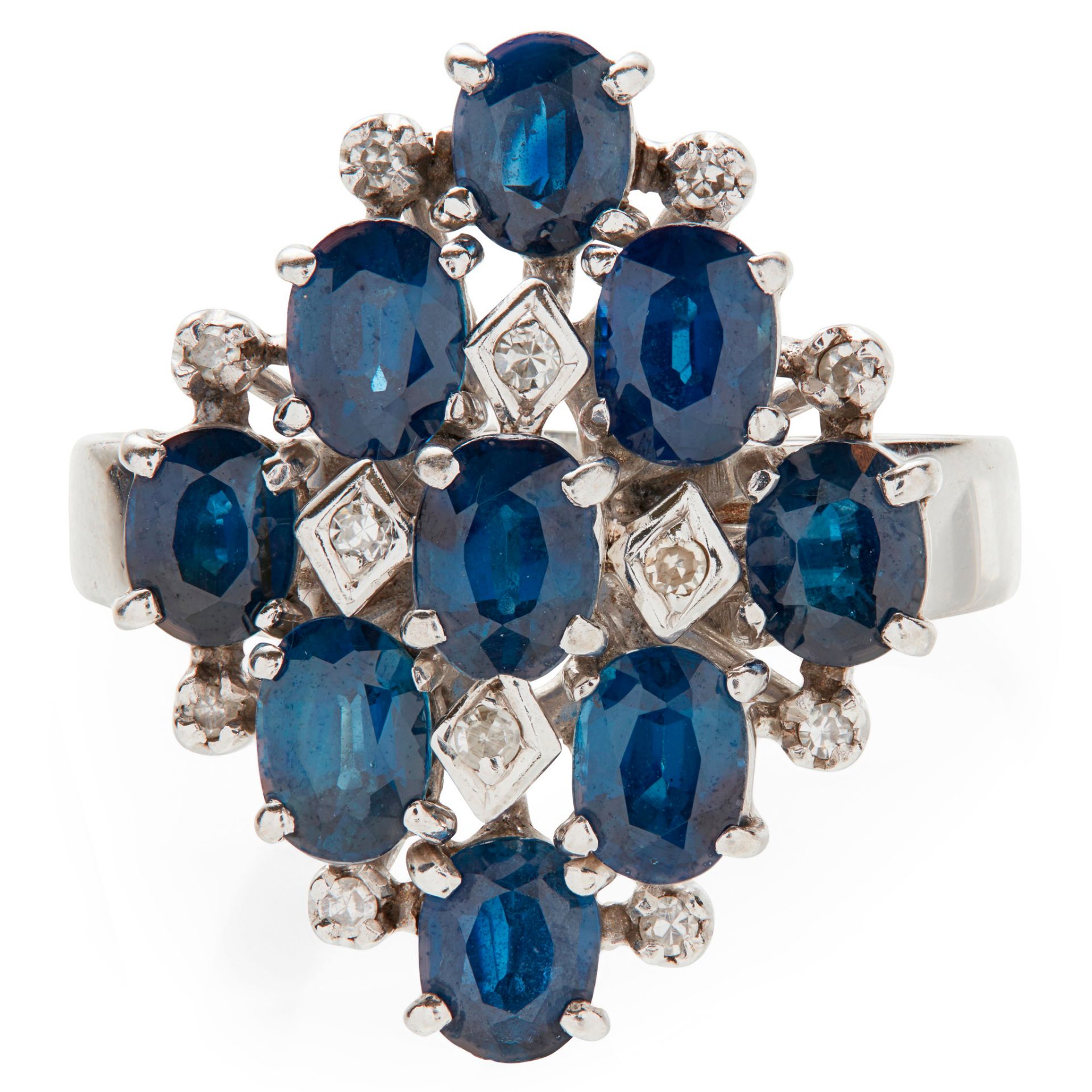 A sapphire and diamond set cluster ring