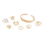 A collection of 9ct gold rings