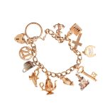 A 9ct gold charm bracelet