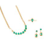 A part suite of emerald jewellery
