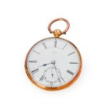 An 18ct gold open face key wind pocket watch