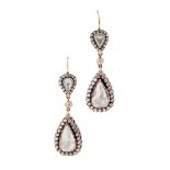 A pair of rose-cut diamond set pendant earrings