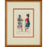 Two framed watercolours of the 92nd Highlanders (Gordon)