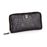 A 'Camellia' embossed zip around wallet, Chanel