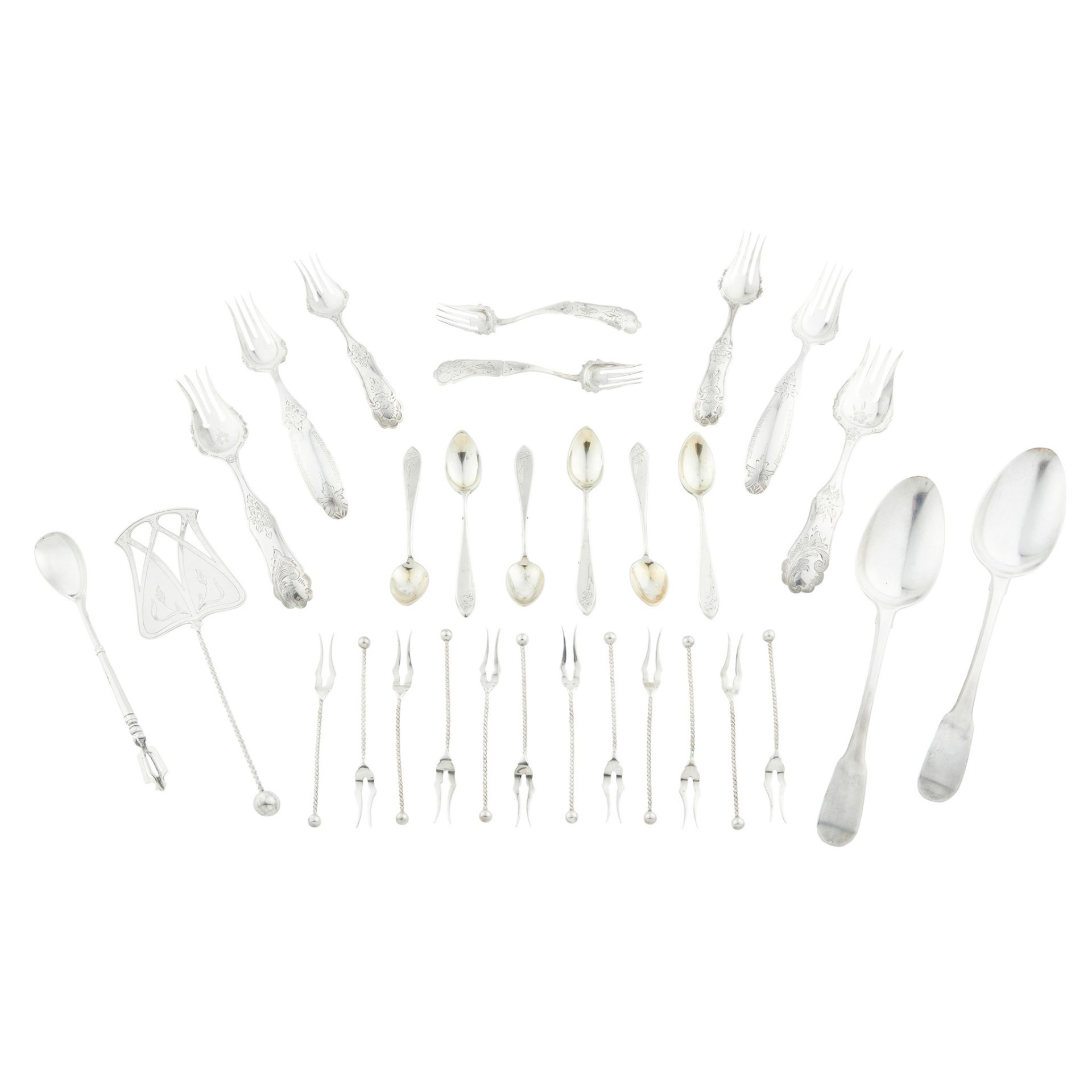 A collection of Russian and Continental flatware