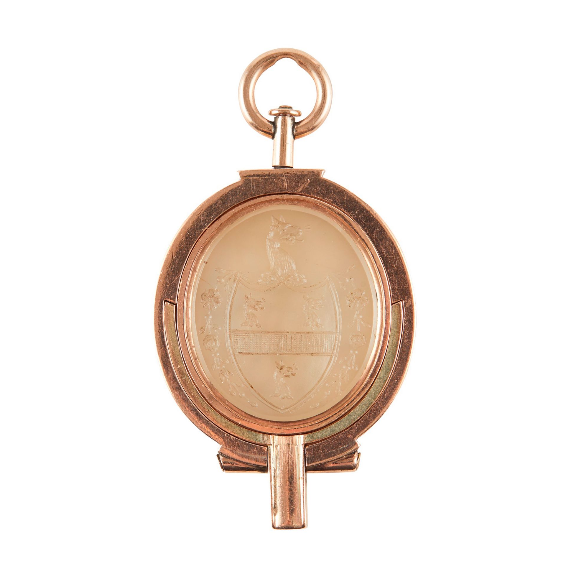 A scarce late George III rose gold mounted swivel seal with integral watch key - Image 2 of 2