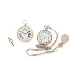 A silver hunter cased pocket watch, Omega