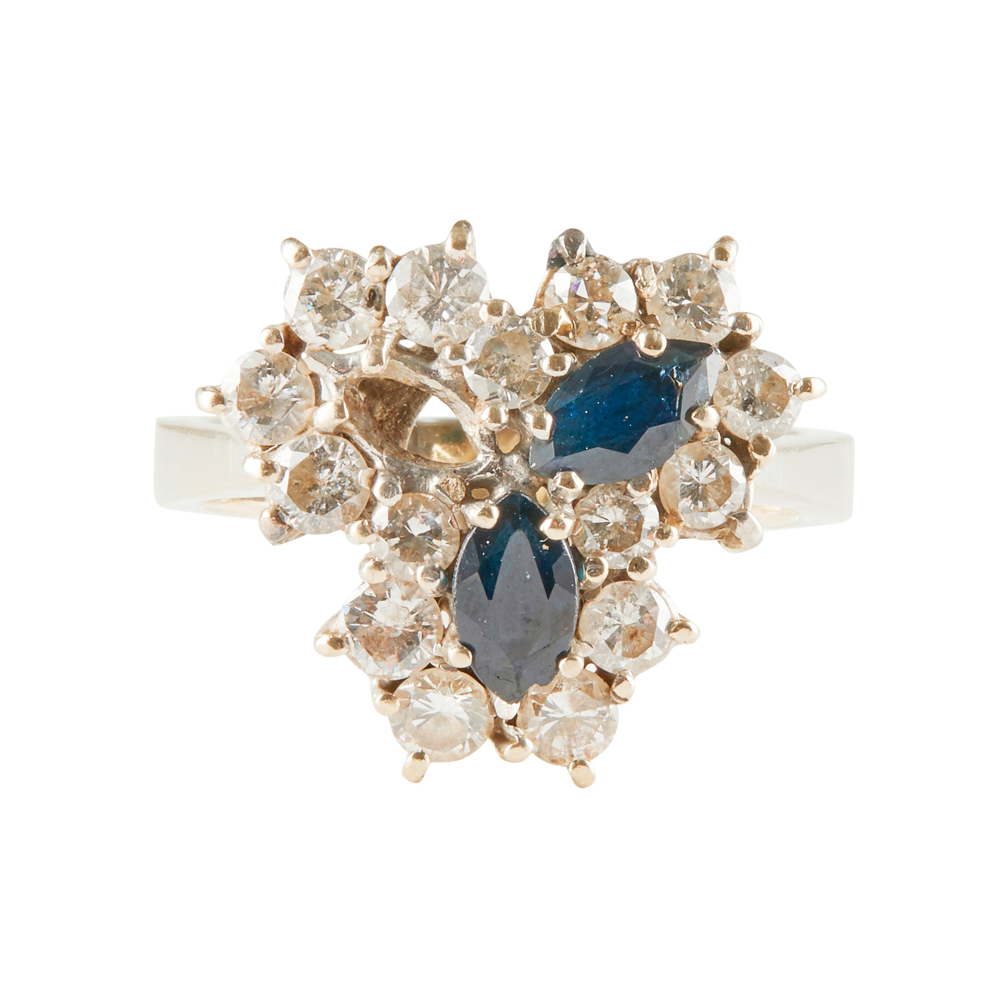 A sapphire and diamond set cluster ring