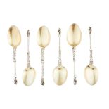 A set of six Victorian ornate apostle dessert spoons