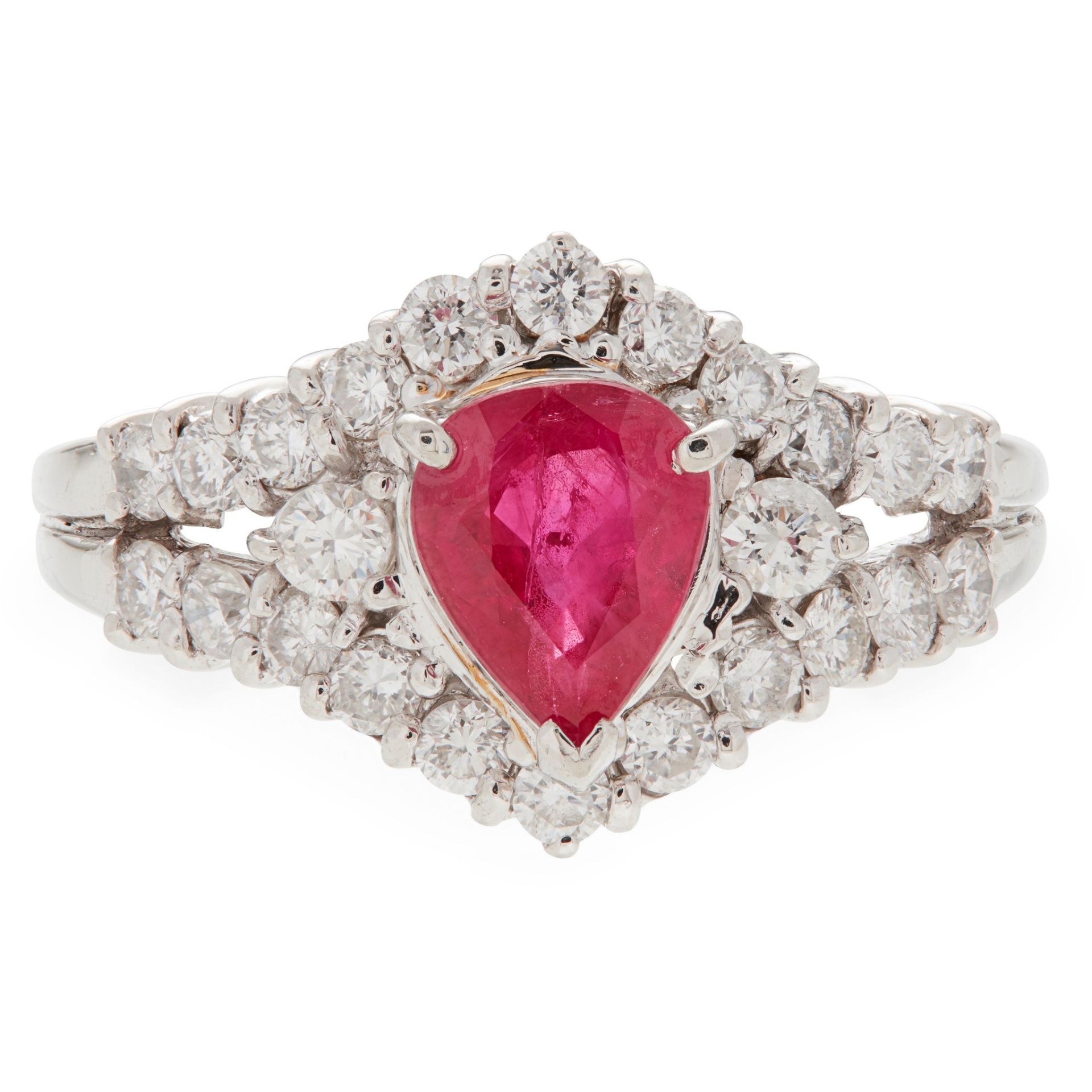 A ruby and diamond set cluster ring