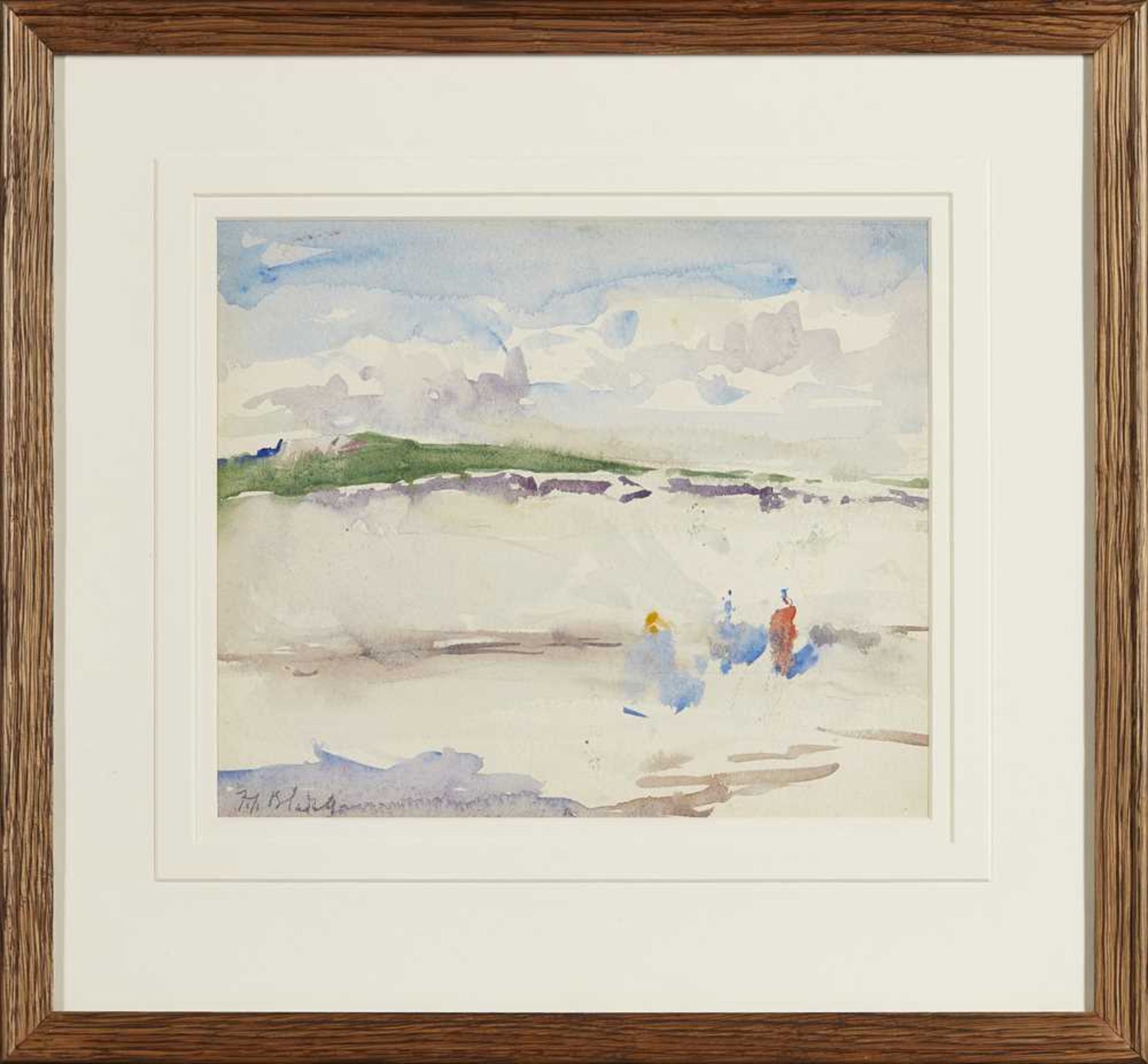 FRANCIS CAMPBELL BOILEAU CADELL R.S.A., R.S.W (SCOTTISH 1883-1937) FIGURES ON A WINDY BEACH, IONA - Image 2 of 3