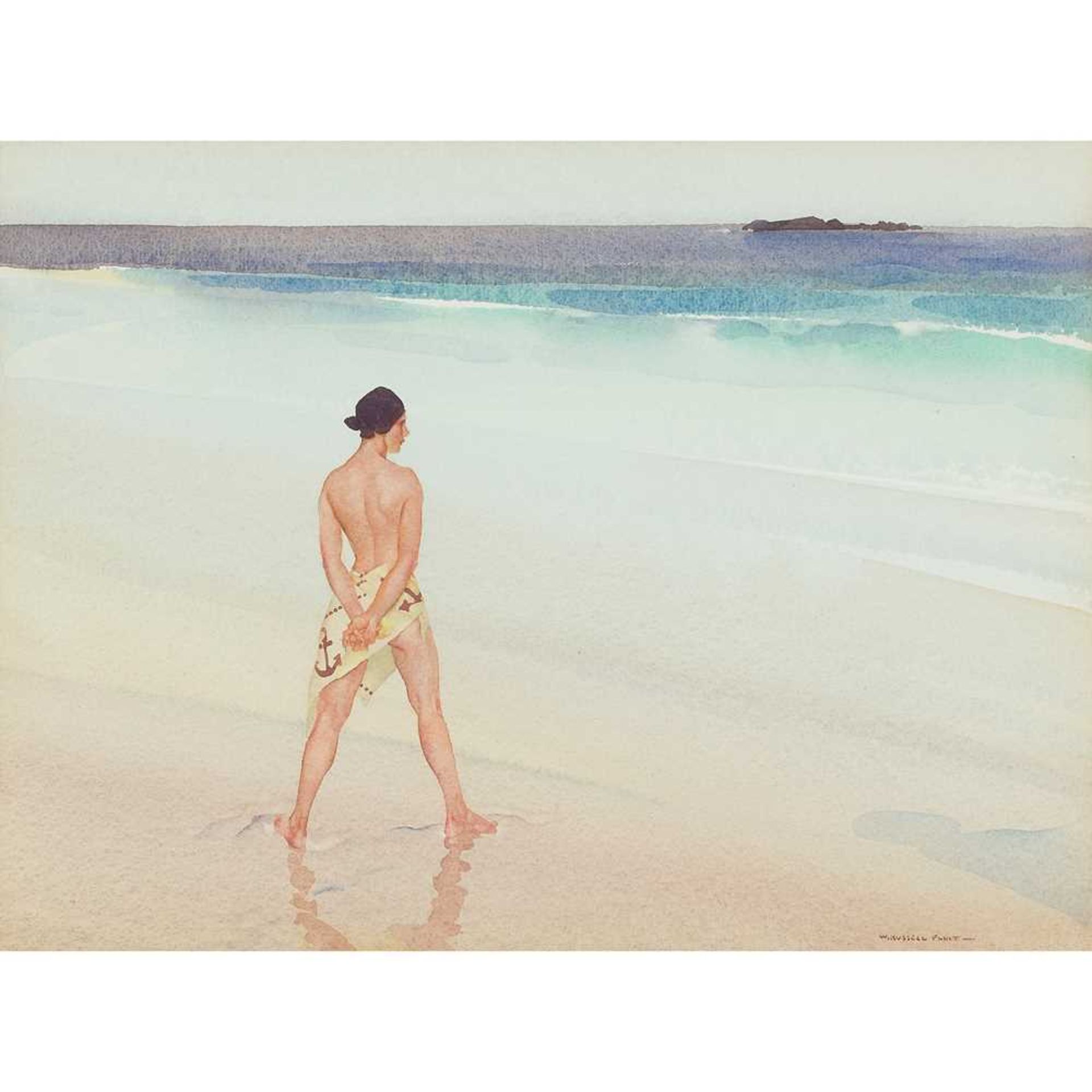 § SIR WILLIAM RUSSELL FLINT P.R.A., P.R.W.S., R.S.W., R.O.I., R.E. (SCOTTISH 1880-1969) ARABELLA IN - Image 2 of 6