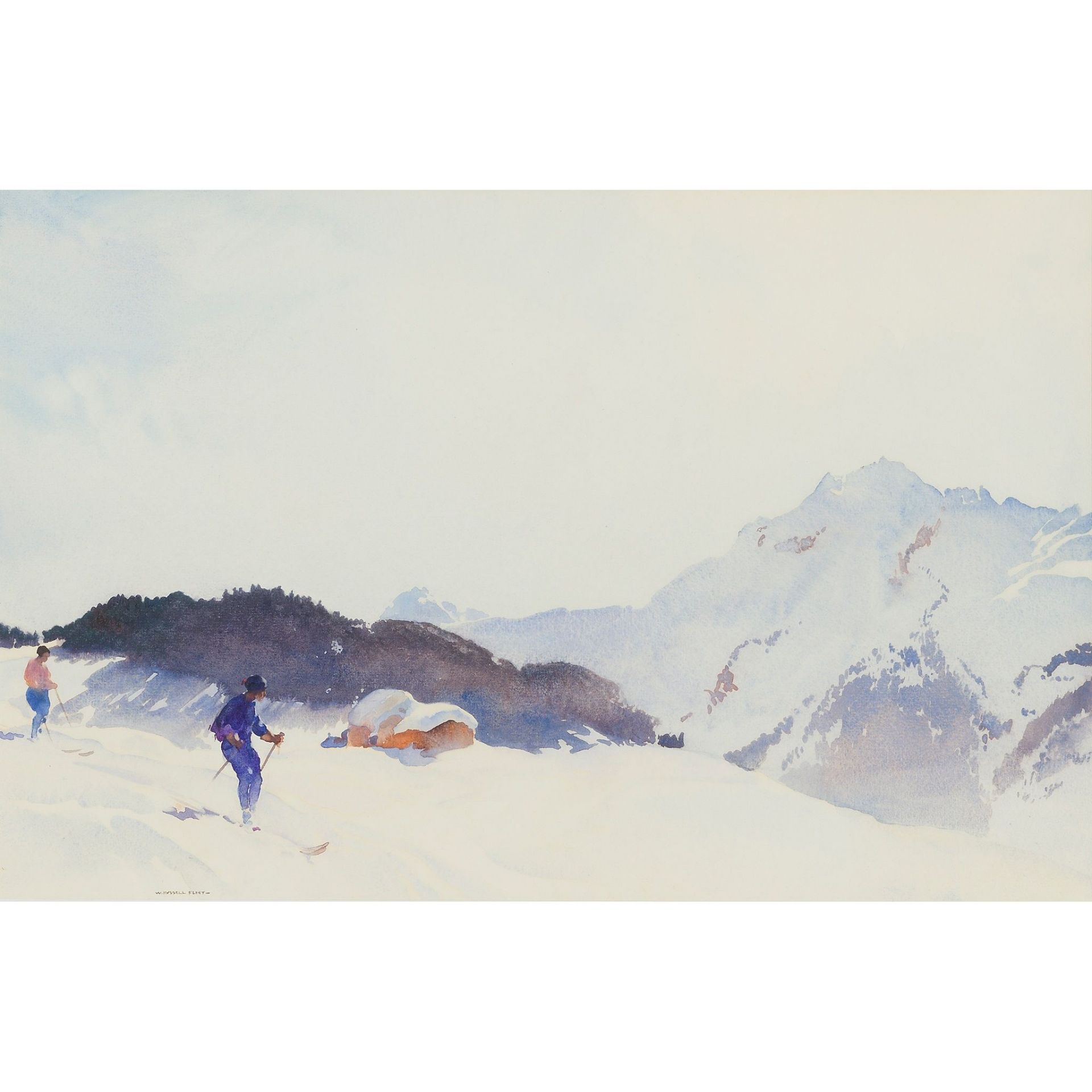 § SIR WILLIAM RUSSELL FLINT P.R.A., P.R.W.S., R.S.W., R.O.I., R.E. (SCOTTISH 1880-1969) SKIERS