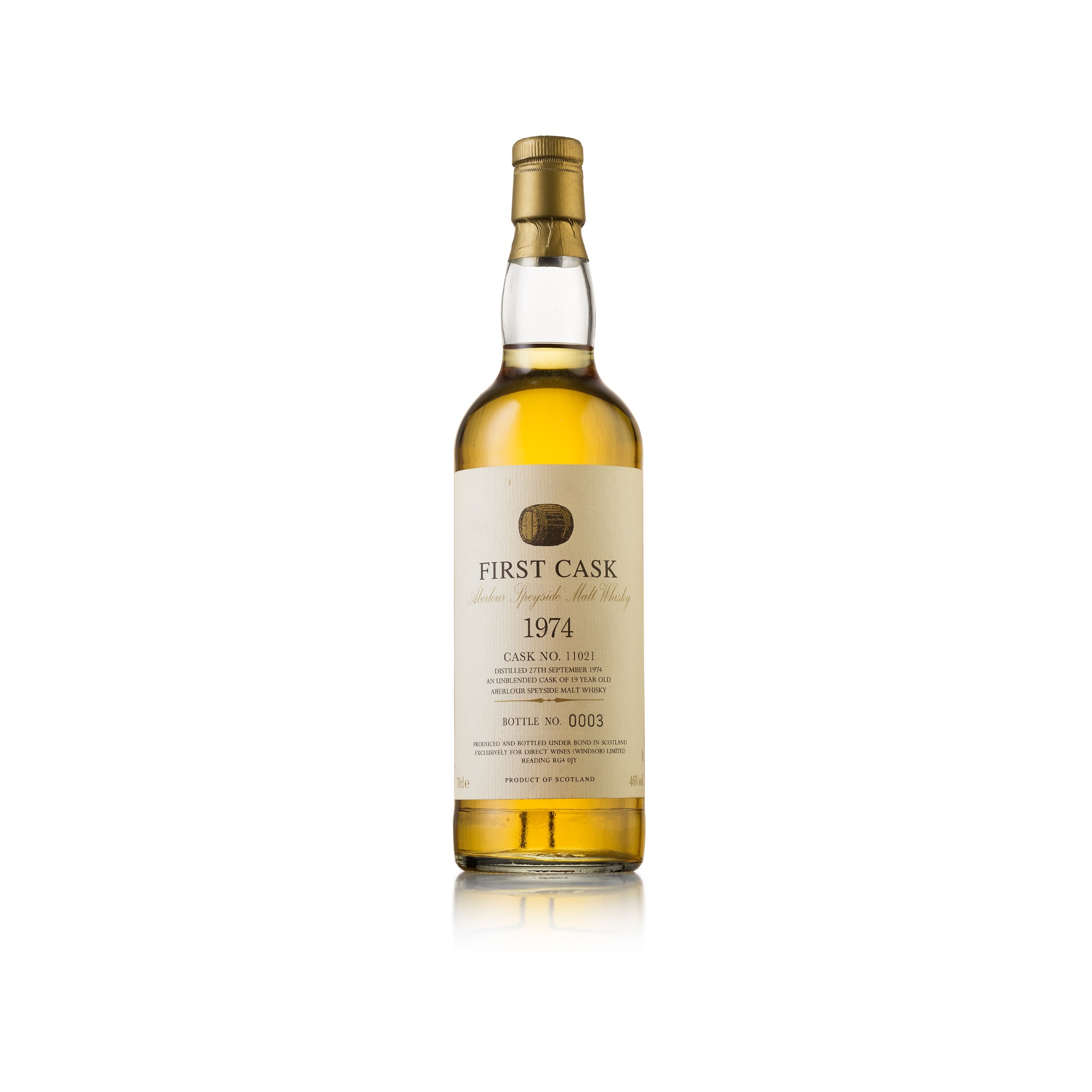 ABERLOUR 1974 19 YEAR OLD - FIRST CASK cask number 11021, bottle number 3(70cl/ 46%)