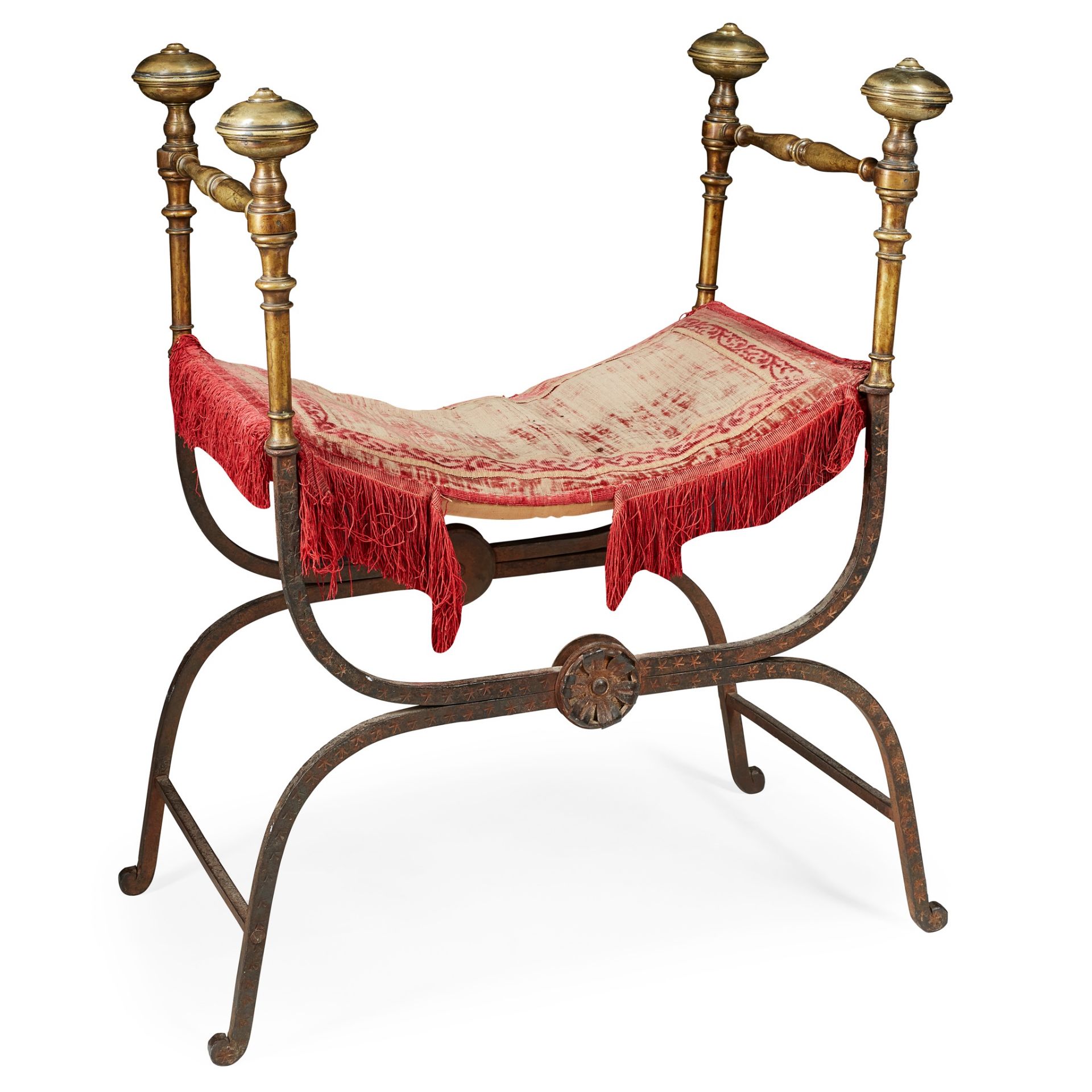 CONTINENTAL IRON AND BRASS CURULE CHAIR 19TH CENTURY