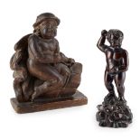 TWO CARVED WOOD FIGURES OF PUTTI 18TH/ EARLY 19TH CENTURY