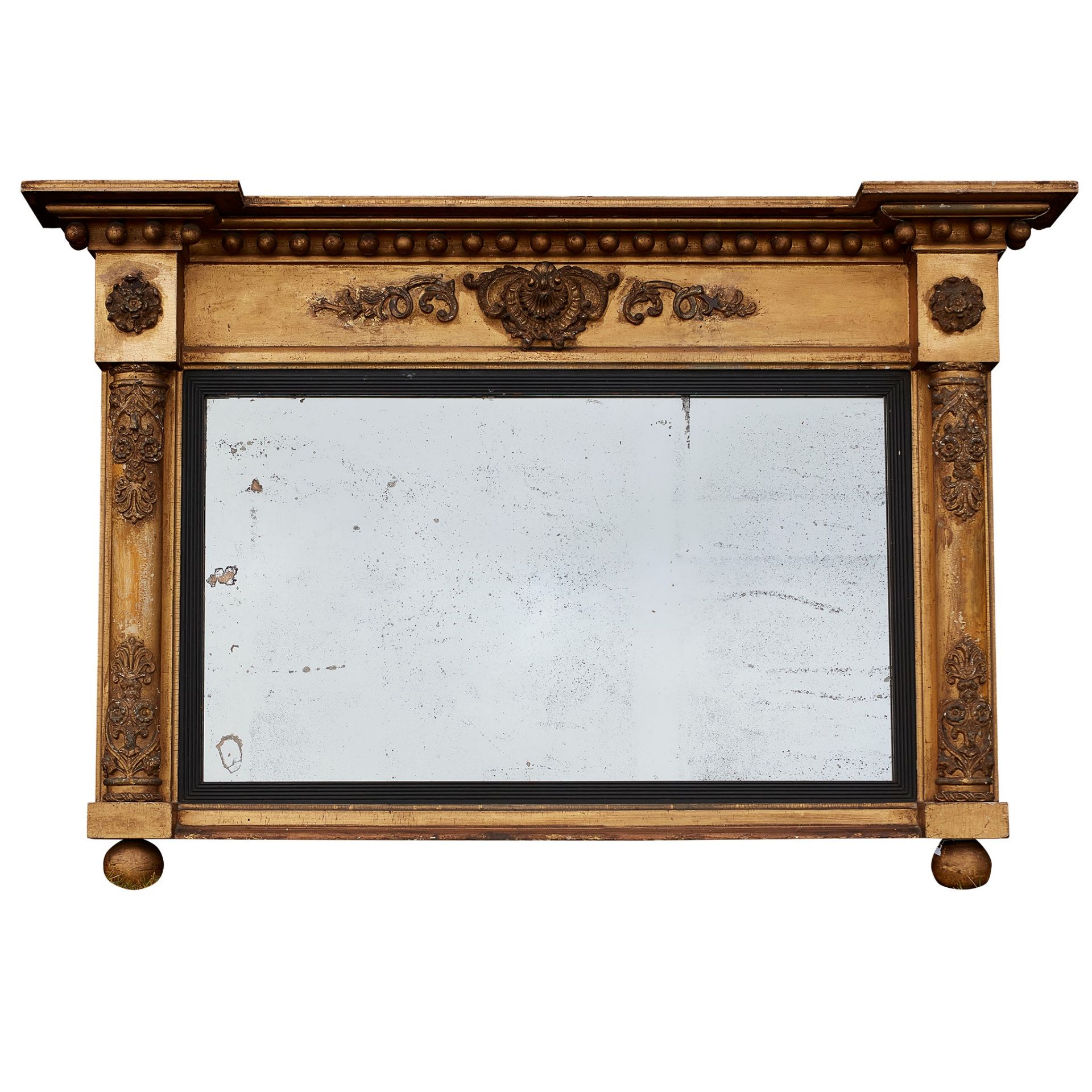 REGENCY GILTWOOD OVERMANTEL MIRROR EARLY 19TH CENTURY