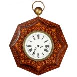VICTORIAN MARQUETRY WALL CLOCK 19TH CENTURY