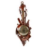 Y VICTORIAN CARVED WOOD & PAINTED BAROMETER 19TH CENTURY