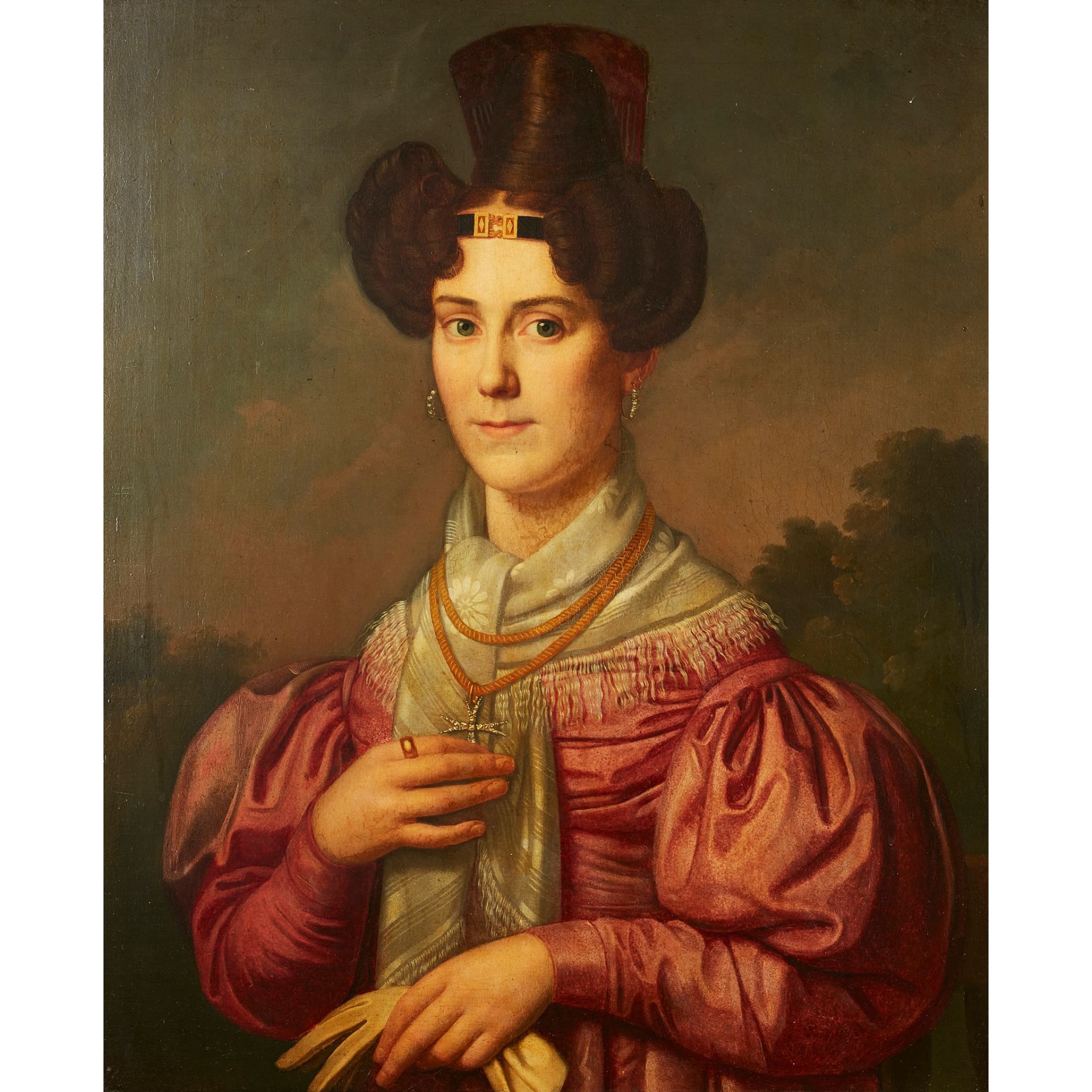 EARLY 19TH CENTURY FRENCH SCHOOL PORTRAIT OF A LADY IN PINK - Image 2 of 3