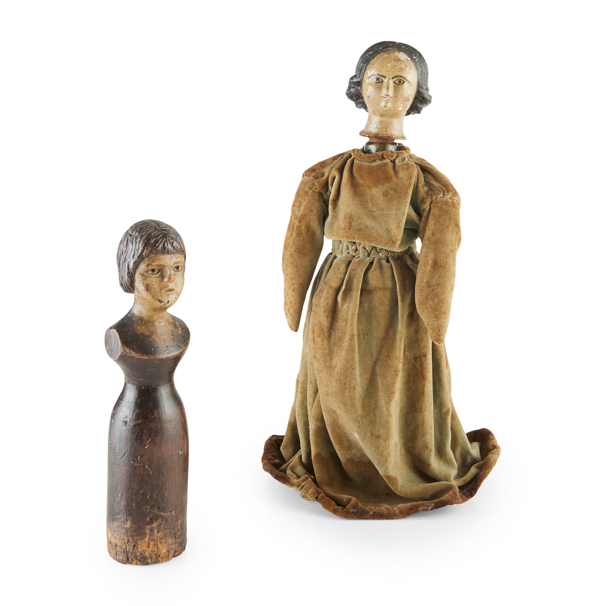 TWO FOLK ART DOLLS 19TH CENTURY - Image 2 of 3