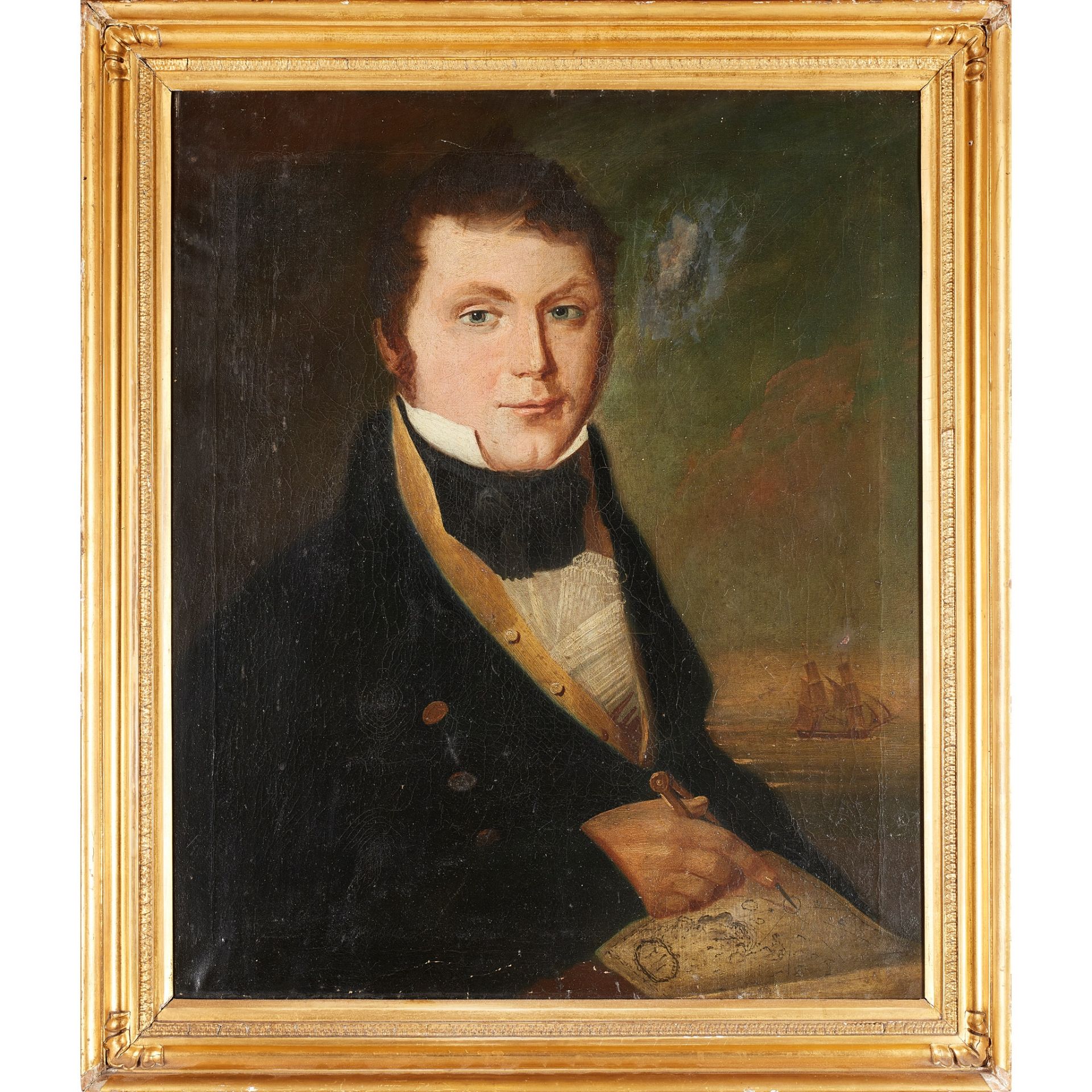 19TH CENTURY BRITISH SCHOOL HALF-LENGTH PORTRAIT OF A SEA CAPTAIN