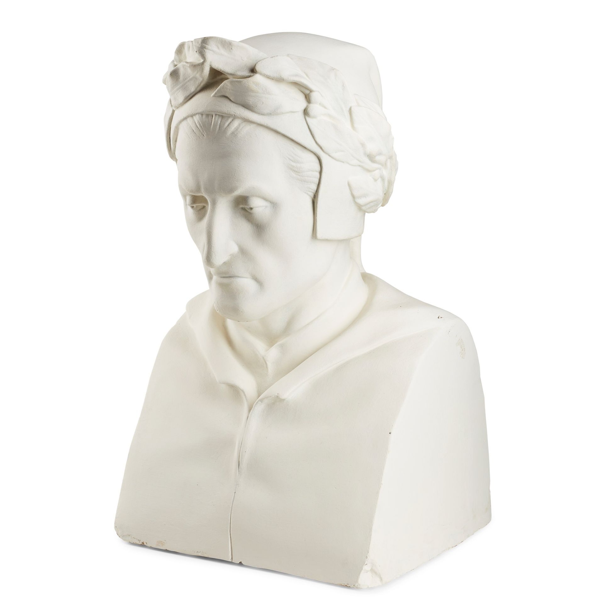 PAINTED PLASTER BUST OF DANTE ALIGHIERI 19TH CENTURY