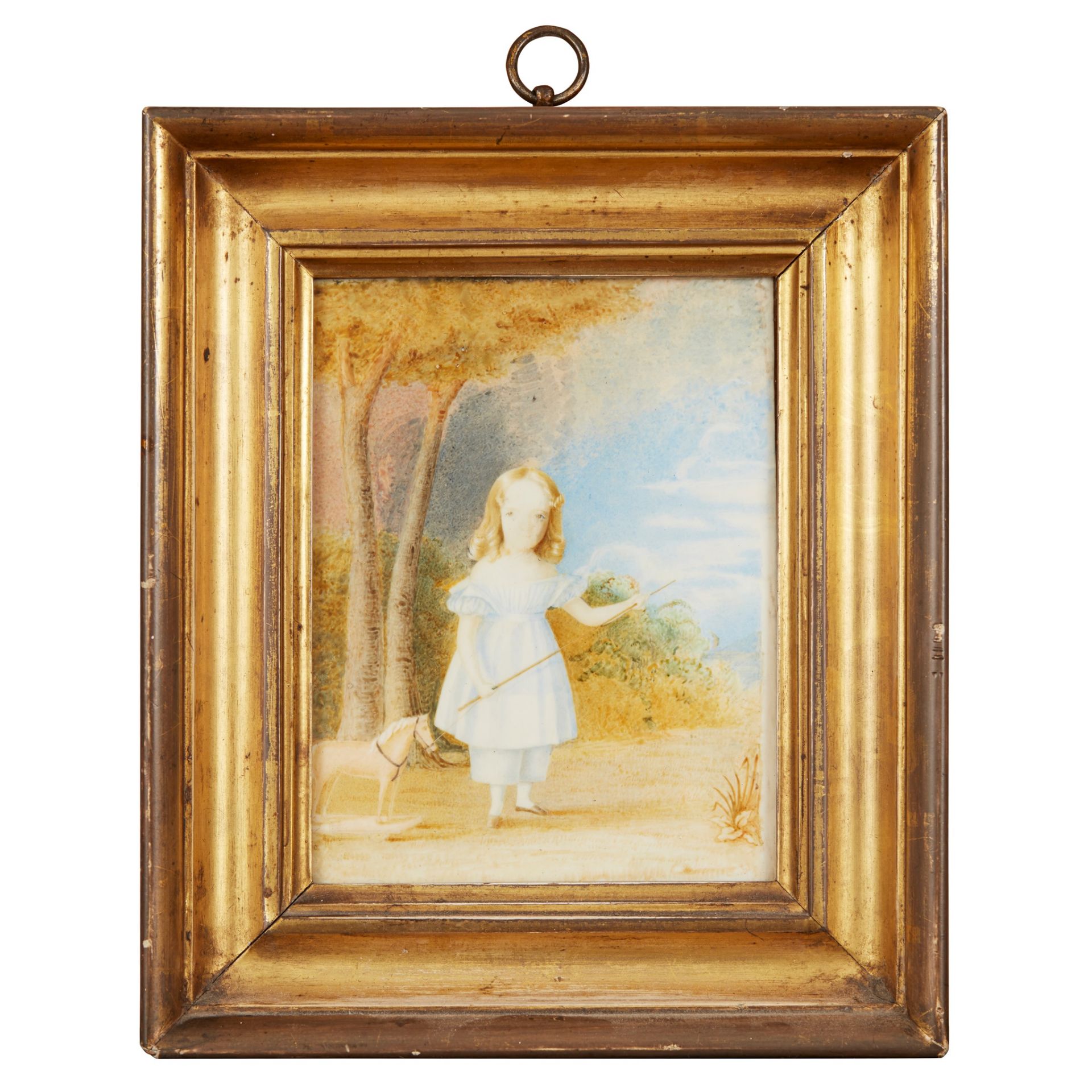 19TH CENTURY BRITISH NAIVE SCHOOL PORTRAIT OF A GIRL WITH HER CART - Image 2 of 4