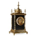 INDIAN SLATE AND BRASS-MOUNTED MANTEL CLOCK 19TH CENTURY