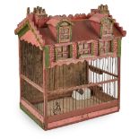 VICTORIAN HOUSE-FORM BIRDCAGE MID-19TH CENTURY