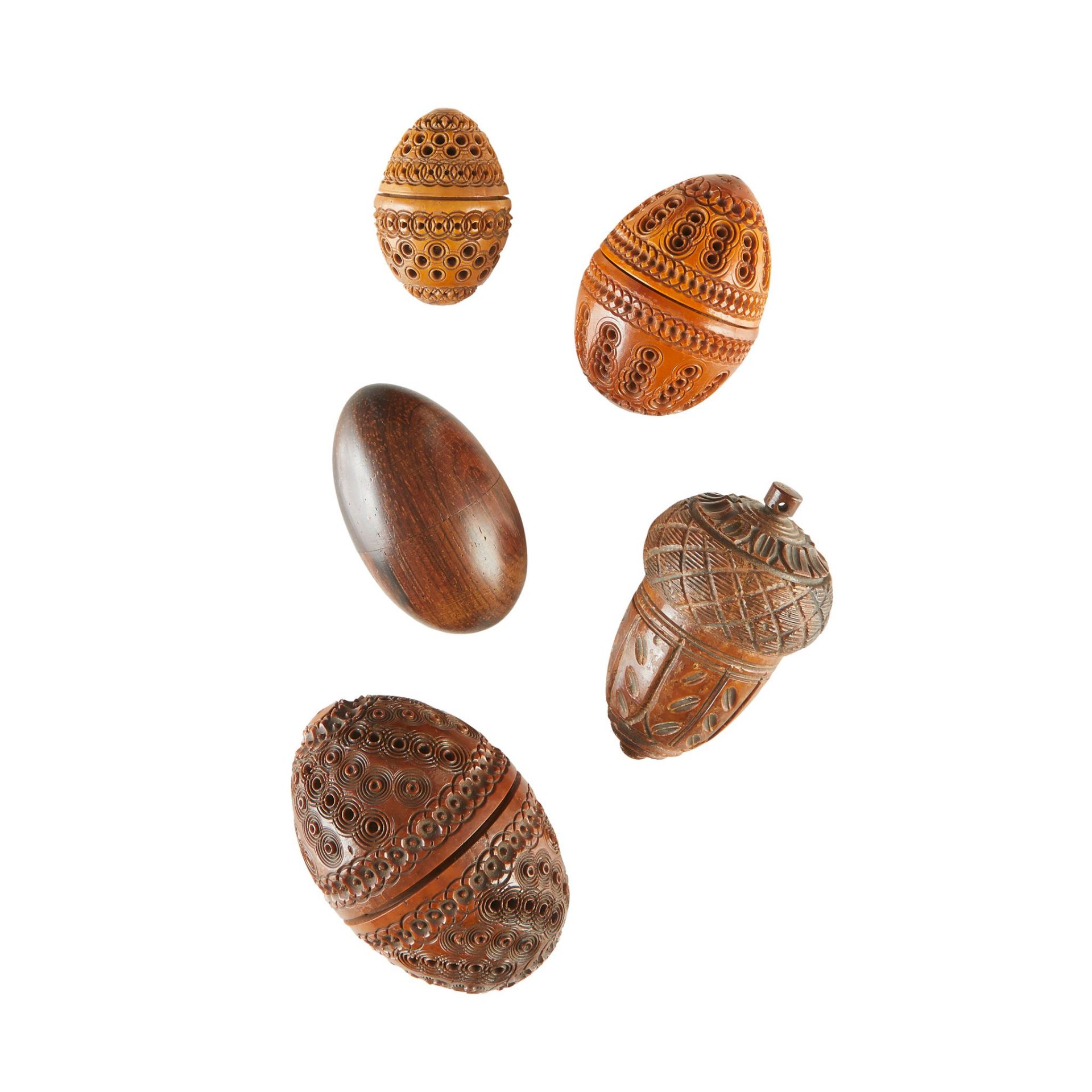 GROUP OF CARVED COQUILLA NUTS 19TH CENTURY