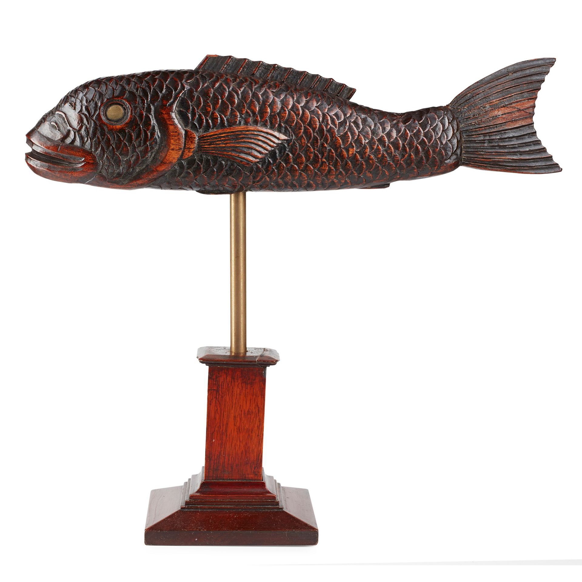 CARVED AND MOUNTED HARDWOOD FISH MODEL 19TH CENTURY - Image 2 of 2