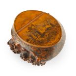 SCOTTISH BURR ROOT WOOD AND PENWORK SNUFF MULL 19TH CENTURY