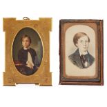 TWO PORTRAIT MINIATURES OF A BOY 19TH CENTURY