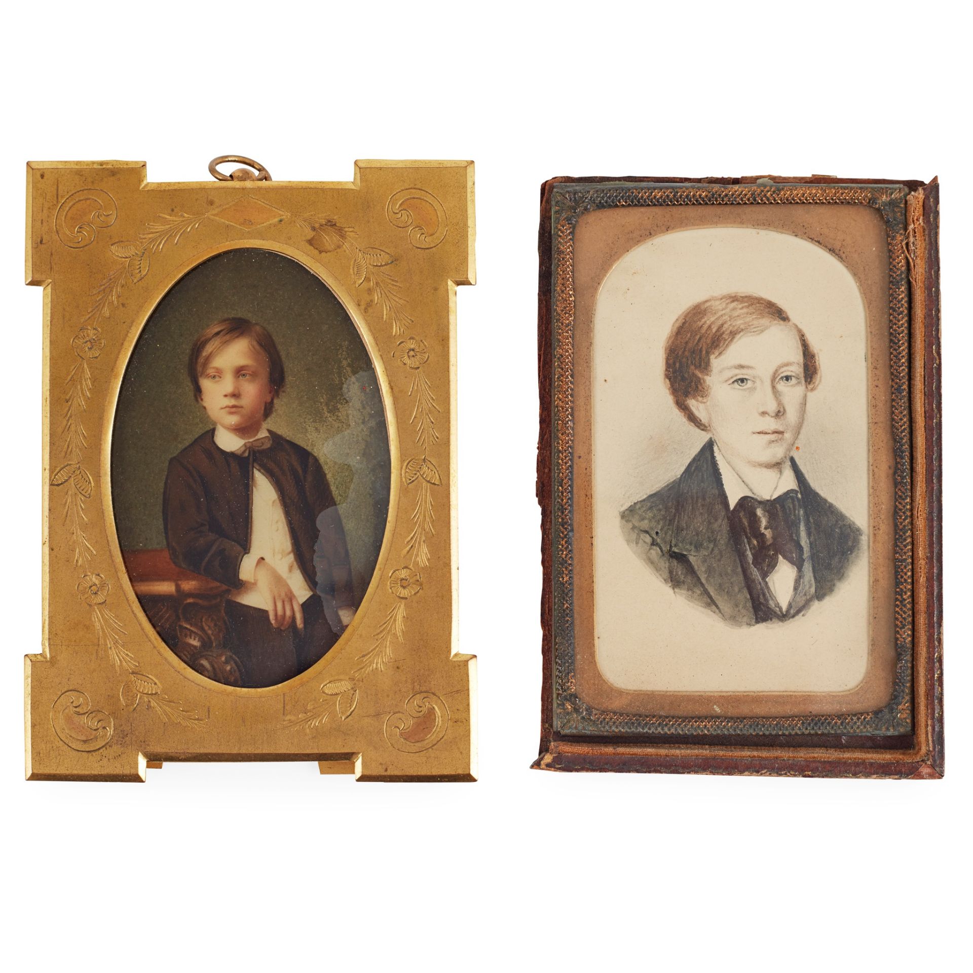 TWO PORTRAIT MINIATURES OF A BOY 19TH CENTURY