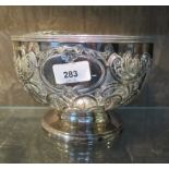 A silver rose bowl decorated with swags and leaf decoration, London 1889