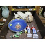 A Royal Worcester powder blue dish, the centre panel with fruit decoration, signed R. Towers, 21