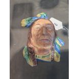 A rare Beswick "Indian Head" Native American wall plaque, number 282, issued 1934-54, 18 cm high