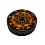 A larger round Tunbridge ware pill box, 5.2cm diameter