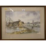 Peter Boyle Fairford Mill Watercolour signed, inscribed and dated '89 32 x 48 cm