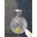 An R. Carr silver top cut glass scent bottle with stopper, Sheffield 2000