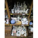 A collection of crested china, including W.H. Goss and other makers, mostly vases and jugs, and